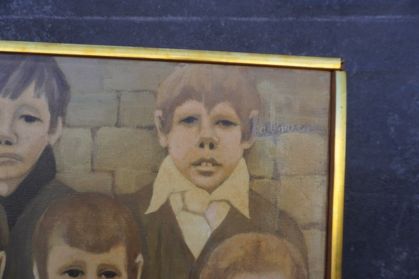 Charlie Chaplin at Kensington School by Susan d'Usseau, Oil on Canvas P3447