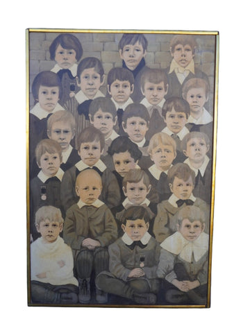 Charlie Chaplin at Kensington School by Susan d'Usseau, Oil on Canvas P3447