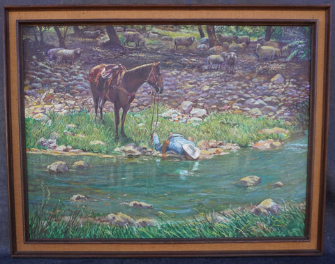 Water Break, Oil on Canvas by Wellsfry P3451