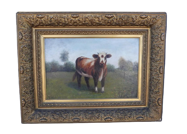Victorian Era Guernsey Cow Portrait, Oil on Canvas P3453