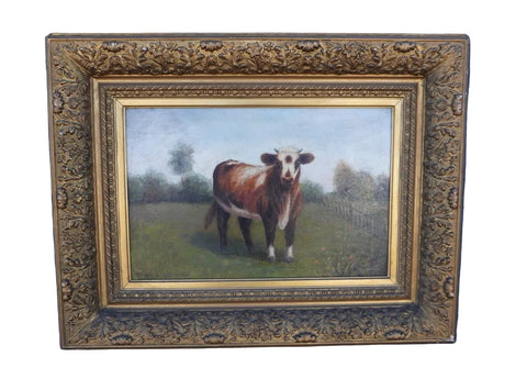 Victorian Era Guernsey Cow Portrait, Oil on Canvas P3453
