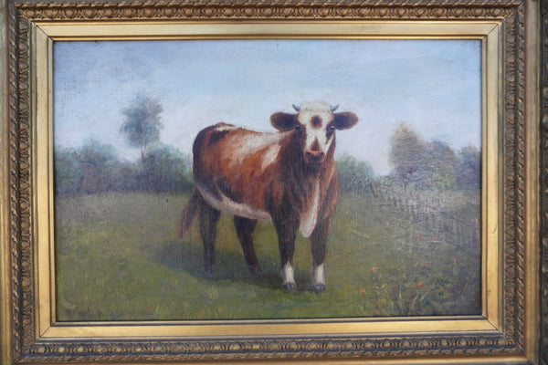 Victorian Era Guernsey Cow Portrait, Oil on Canvas P3453