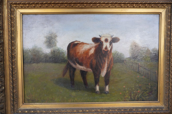 Victorian Era Guernsey Cow Portrait, Oil on Canvas P3453