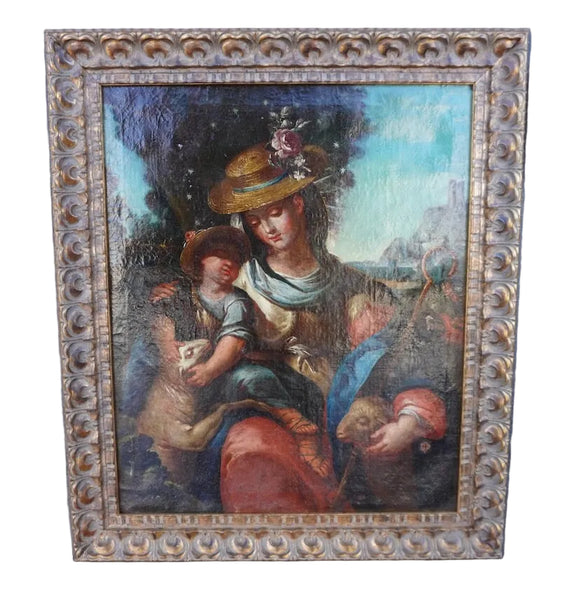 18th Century French Pastoral Painting, Oil on Canvas P3455