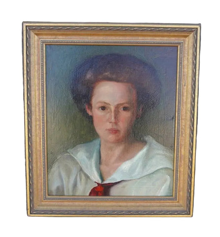 Portrait of a Girl, Artist Unknown, Oil on Board P3462