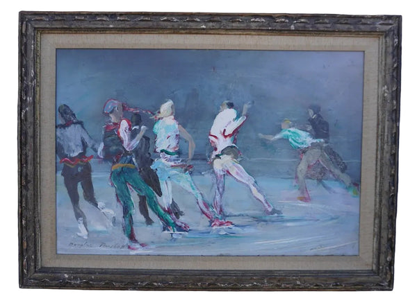 Skaters by Douglas Parshall, Oil on Board P3463