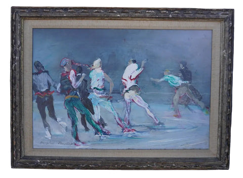 Skaters by Douglas Parshall, Oil on Board P3463