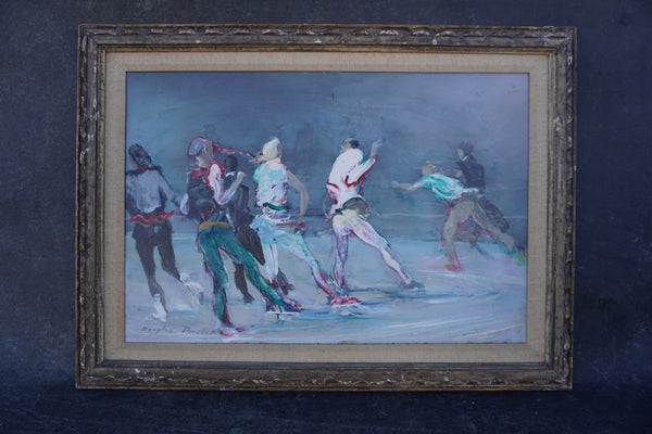 Skaters by Douglas Parshall, Oil on Board P3463