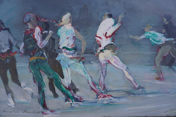 Skaters by Douglas Parshall, Oil on Board P3463