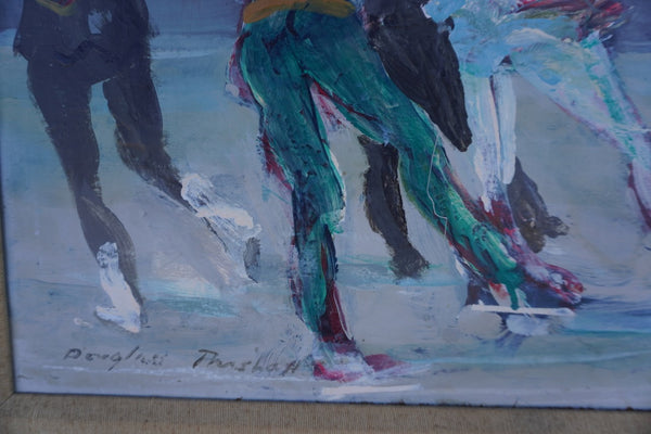 Skaters by Douglas Parshall, Oil on Board P3463