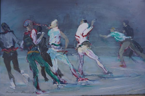 Skaters by Douglas Parshall, Oil on Board P3463