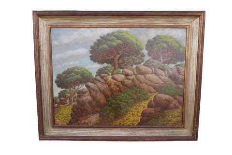 Cliffs of Montecito by Stanley Edwards, Oil on Masonite P3468