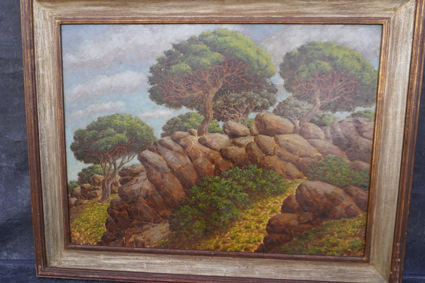 Cliffs of Montecito by Stanley Edwards, Oil on Masonite P3468