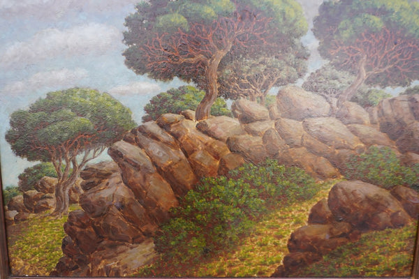 Cliffs of Montecito by Stanley Edwards, Oil on Masonite P3468
