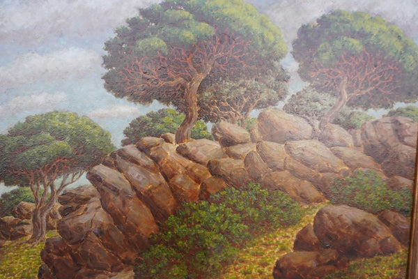 Cliffs of Montecito by Stanley Edwards, Oil on Masonite P3468