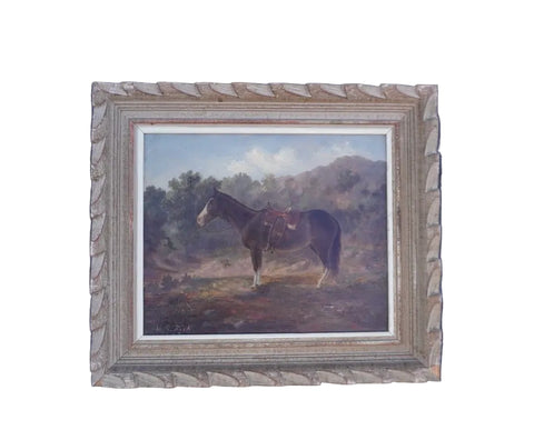 Equestrian Oil Painting by M. S. Fish, c. 1930s P3472