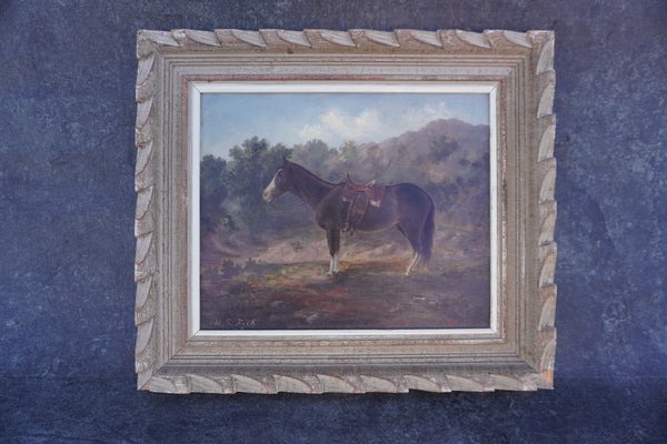 Equestrian Oil Painting by M. S. Fish, c. 1930s P3472