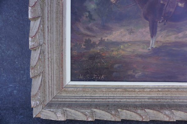 Equestrian Oil Painting by M. S. Fish, c. 1930s P3472
