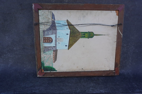 Farm Landscape Painting, Unknown Artist, Oil on Board, c. 1930s P3473