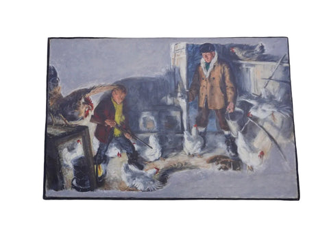 Fox in the Henhouse, oil on canvas, circa 1940, Unknown Artist P3479