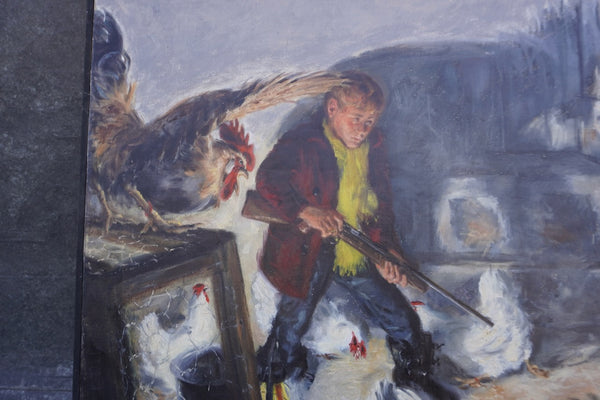 Fox in the Henhouse, oil on canvas, circa 1940, Unknown Artist P3479