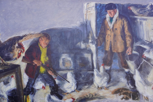 Fox in the Henhouse, oil on canvas, circa 1940, Unknown Artist P3479