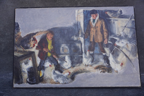 Fox in the Henhouse, oil on canvas, circa 1940, Unknown Artist P3479