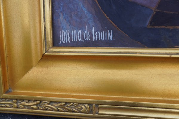 Untitled Cubist Still Life by Jose Maria de Servin, Oil on Board P3489