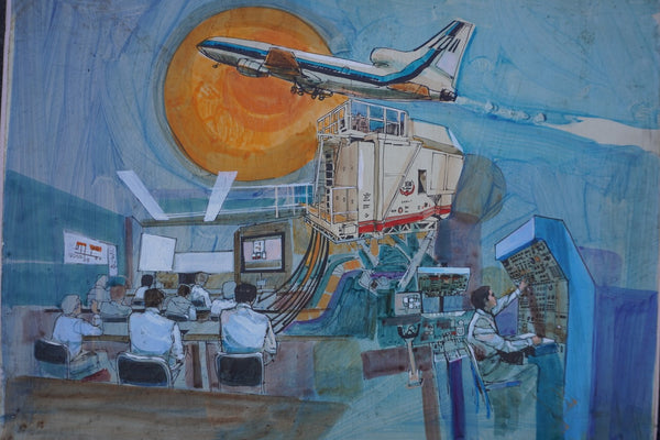 Air Traffic Controller Mixed Media Illustration P3501