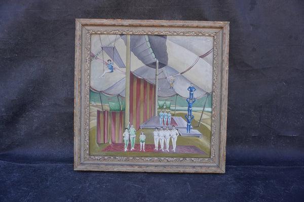 Surrealist Circus Painting, Unknown French Artist P3503