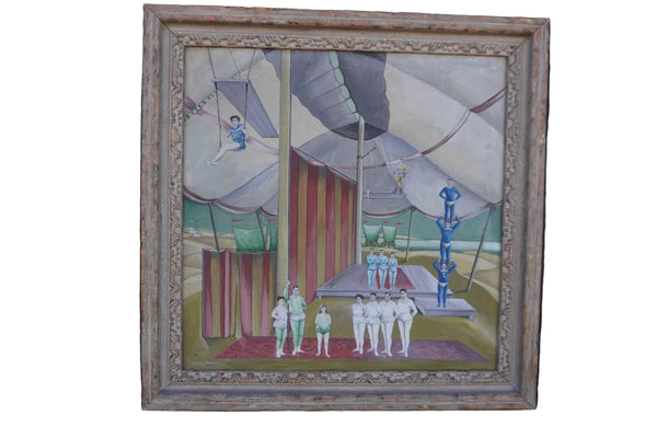 Surrealist Circus Painting, Unknown French Artist P3503