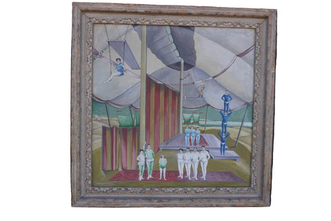 Surrealist Circus Painting, Unknown French Artist P3503