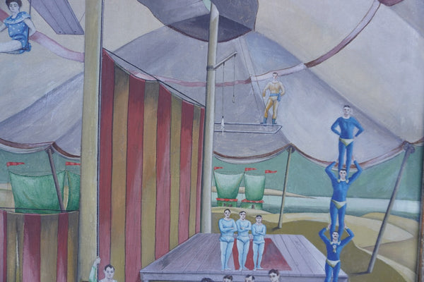 Surrealist Circus Painting, Unknown French Artist P3503