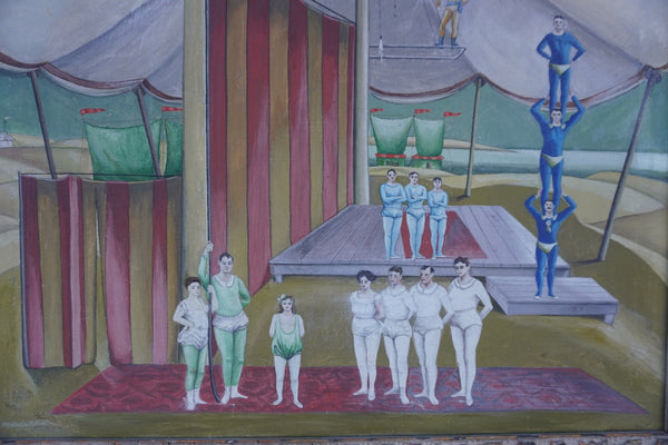 Surrealist Circus Painting, Unknown French Artist P3503