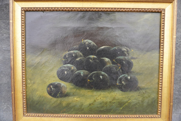 Still Life of Plums 19th Century, by Frisch, Oil on Canvas P3506