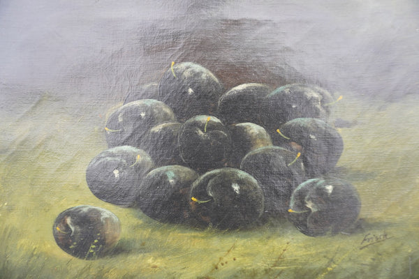Still Life of Plums 19th Century, by Frisch, Oil on Canvas P3506