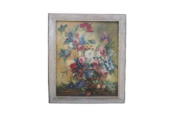 Floral Still Life Painting c. 1940s, Oil on Canvas P3513