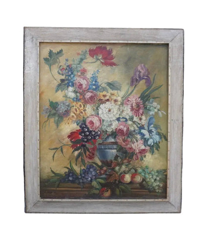 Floral Still Life Painting c. 1940s, Oil on Canvas P3513