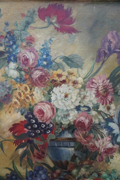 Floral Still Life Painting c. 1940s, Oil on Canvas P3513