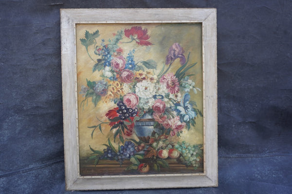 Floral Still Life Painting c. 1940s, Oil on Canvas P3513