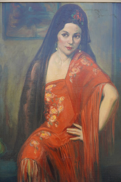 Portrait of a Señorita by Marion C. Raulston, Oil on Canvas P3516