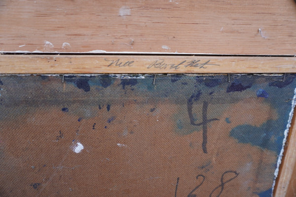 Abstract Portrait by Nell Bovelheth, Mixed Media on Masonite, c. 1960 P3517
