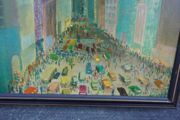 Mid-Century Cityscape, Oil on Canvas P3522