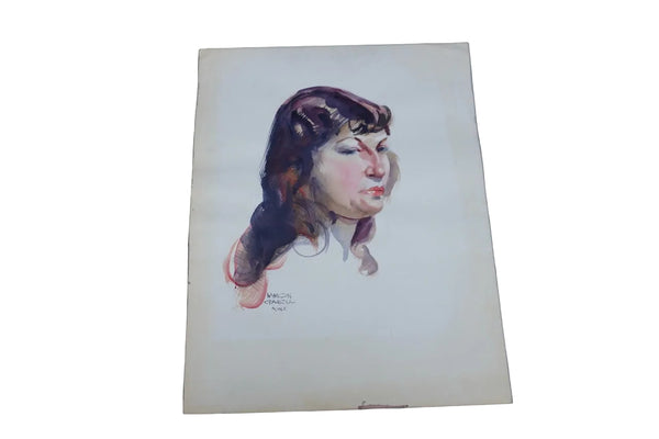 Portrait of a Lady by Ramon Garcia, Watercolor on Paper c.1940s P3523