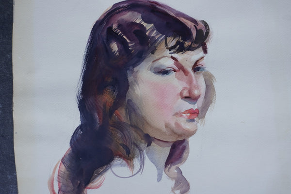 Portrait of a Lady by Ramon Garcia, Watercolor on Paper c.1940s P3523
