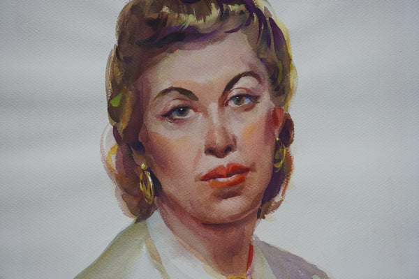 Portrait of a Lady by Ramon Garcia, Watercolor on Paper c.1940s P3524