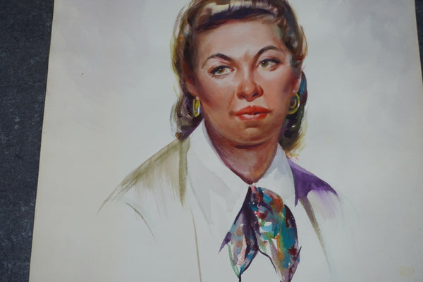 Portrait of a Lady by Ramon Garcia, Watercolor on Paper c.1940s P3525