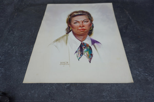 Portrait of a Lady by Ramon Garcia, Watercolor on Paper c.1940s P3525