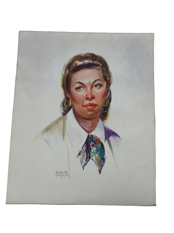 Portrait of a Lady by Ramon Garcia, Watercolor on Paper c.1940s P3525