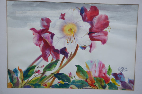 Red Flowers by Ramon Garcia, Watercolor on Paper P3527